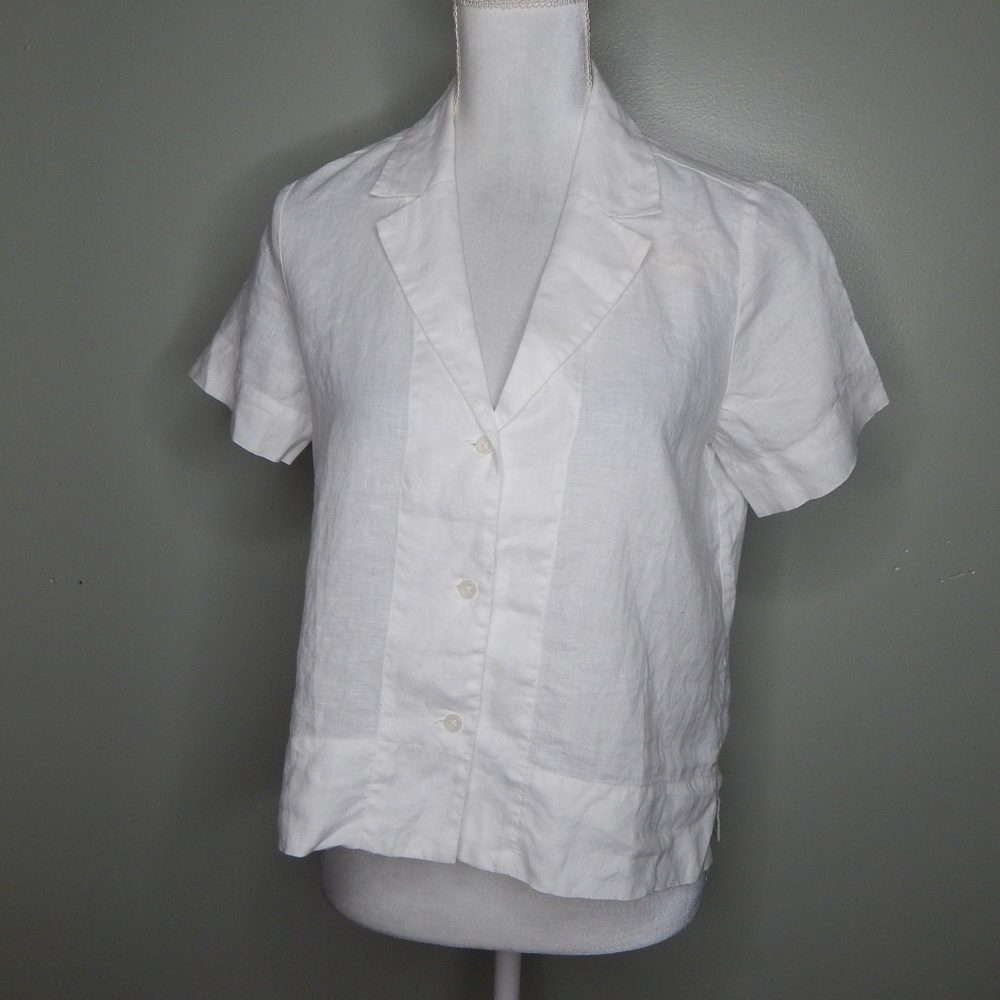 Everlane Women White Linen Notch Shirt SZ 0